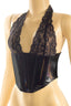 She's Spicy Irridescent Vinyl P/U Halter Top Black - Style Delivers
