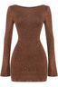 Second Glance Sequin Sweater Mini Dress Brown - Style Delivers