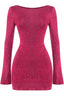 Second Glance Sequin Sweater Mini Dress Burgundy - Style Delivers