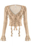 Roxette Lace Ruffle Sheer Top Taupe - Style Delivers