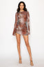 Carnival Mesh Mini Dress Rust Combo - Style Delivers
