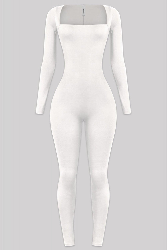 Kiyah Square Neck Jumpsuit Off White - Style Delivers