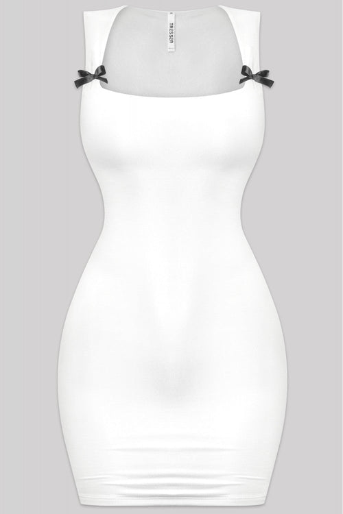 Ivonnna Bow Tie Mini Dress Off White - Style Delivers