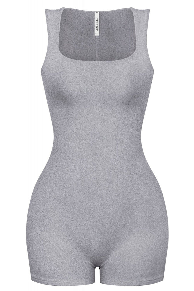 Fit Sleeveless Scoop Neck Romper Heather Grey - Style Delivers