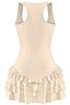 Ditty Wop Ruffle Mini Dress Beige - Style Delivers