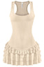 Ditty Wop Ruffle Mini Dress Beige - Style Delivers