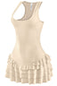Ditty Wop Ruffle Mini Dress Beige - Style Delivers