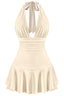 Marilyn Halter Ruffle Romper Beige - Style Delivers