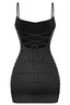 Cami Open Back Ruched Mini Dress Black - Style Delivers