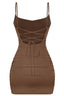 Cami Open Back Ruched Mini Dress Mocha - Style Delivers