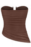 Tiffany Strapless Ruched Top Brown - Style Delivers