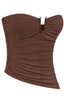 Tiffany Strapless Ruched Top Brown - Style Delivers