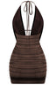 Bebe Glitter Bodycon Mini Dress Brown Dresses Tresser
