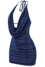 Bebe Glitter Bodycon Mini Dress Navy Dresses Tresser