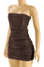 Amaria Glitter Strapless Mini Dress Brown Dresses Tresser