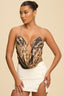 On the Low Silk Chain Cowl Top Animal Print Tops luxxel 