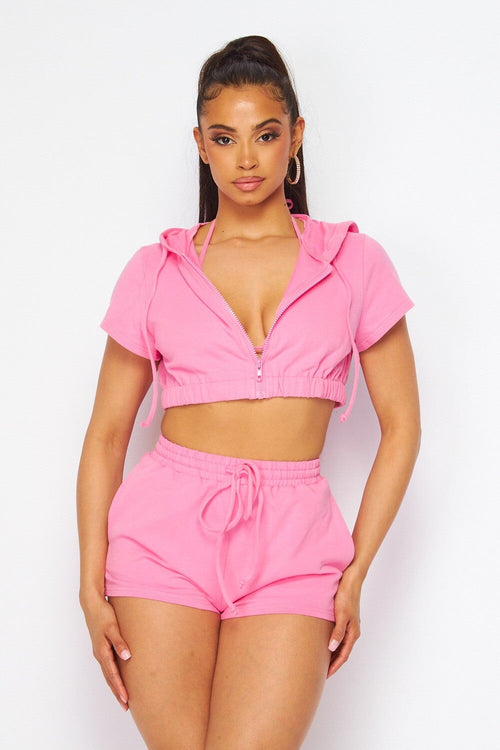 Baby Girl Three Piece Short Set Pink - Style Delivers