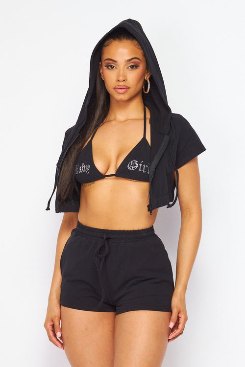 Baby Girl Three Piece Short Set Black - Style Delivers