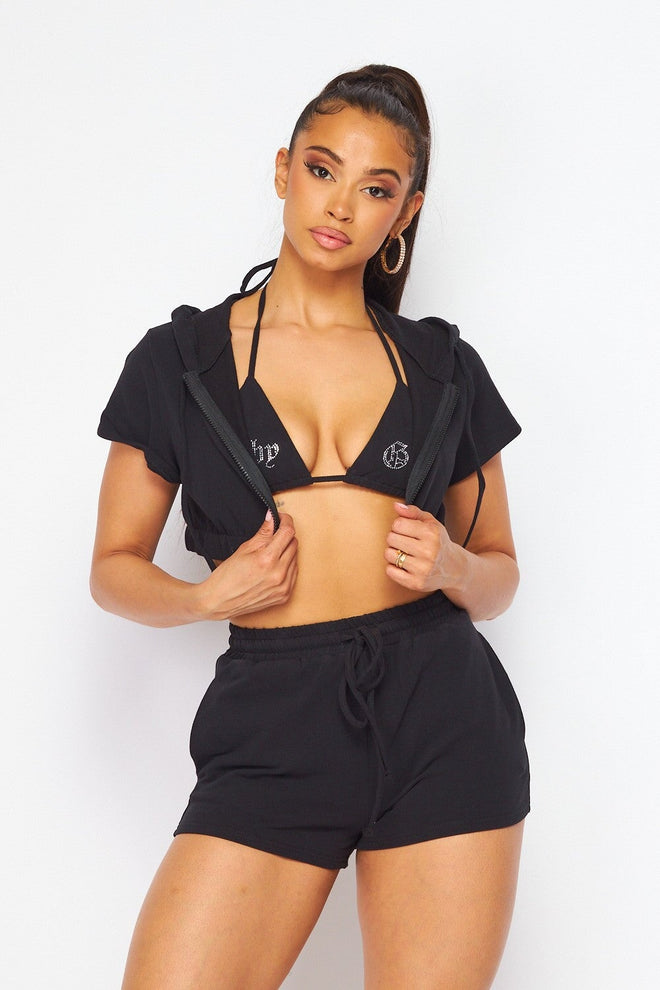 Baby Girl Three Piece Short Set Black - Style Delivers