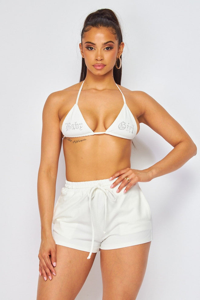 Baby Girl Three Piece Short Set White - Style Delivers