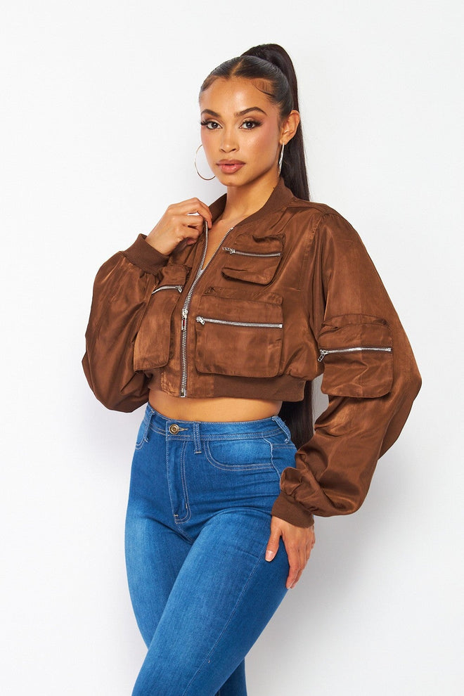 Act Bad Cargo Bomber Jacket Brown - Style Delivers