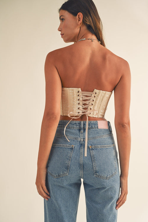 Glow Sequin Corset Top Nude - Style Delivers