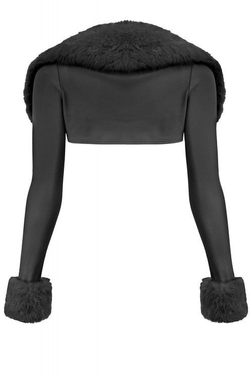 Fancy Faux Fur Cropped Bolero Black - Style Delivers