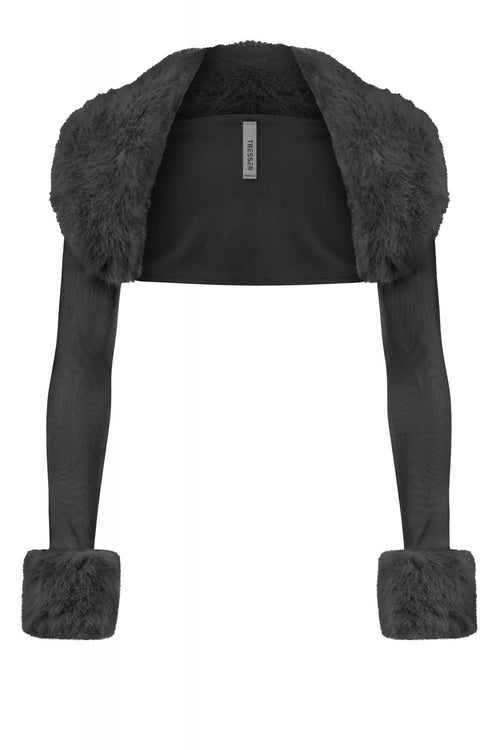 Fancy Faux Fur Cropped Bolero Black - Style Delivers