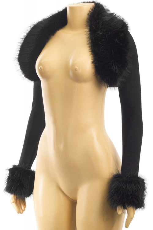 Fancy Faux Fur Cropped Bolero Black - Style Delivers