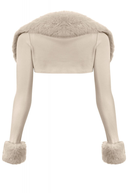 Fancy Faux Fur Cropped Bolero Taupe - Style Delivers