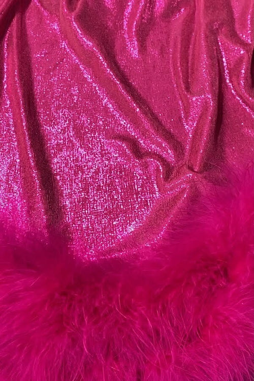 Bad Bunny Faux Fur Trim Halter Mini Dress Lavender - Style Delivers