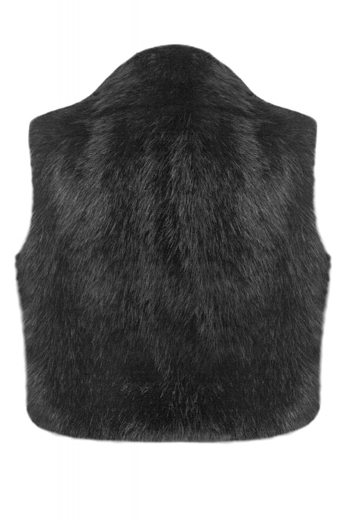 Faux Fur Shearling Cropped Vest Black - Style Delivers