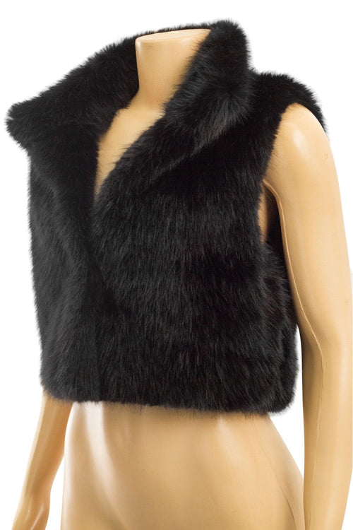 Faux Fur Shearling Cropped Vest Black - Style Delivers