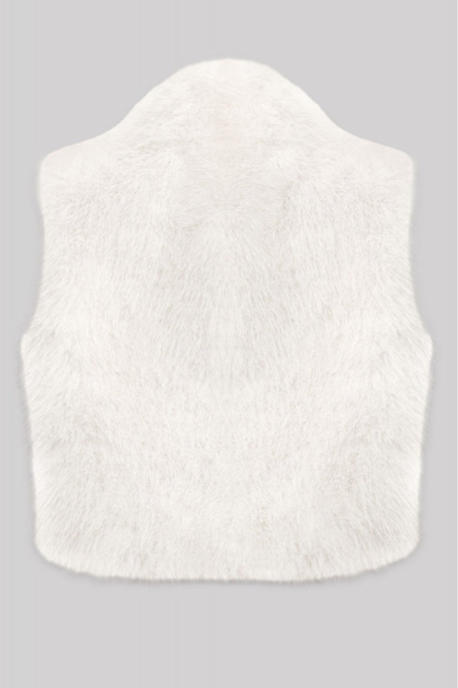 Faux Fur Shearling Cropped Vest Off White - Style Delivers