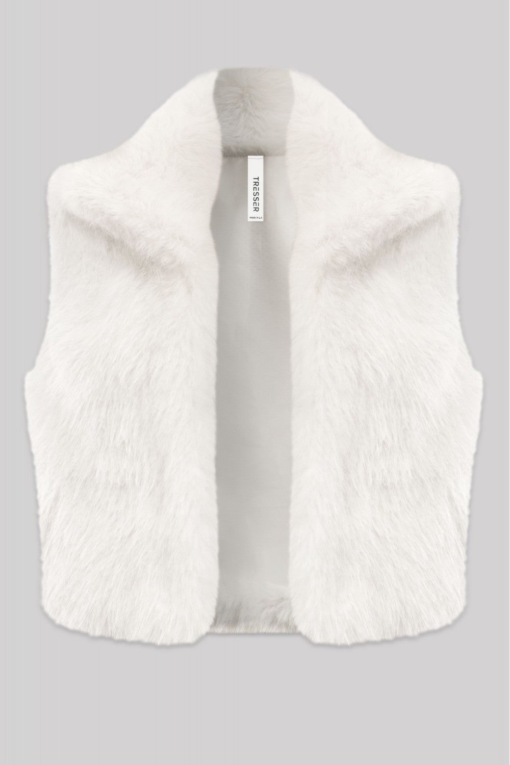 Faux Fur Shearling Cropped Vest Off White