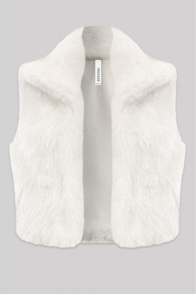 Faux Fur Shearling Cropped Vest Off White - Style Delivers