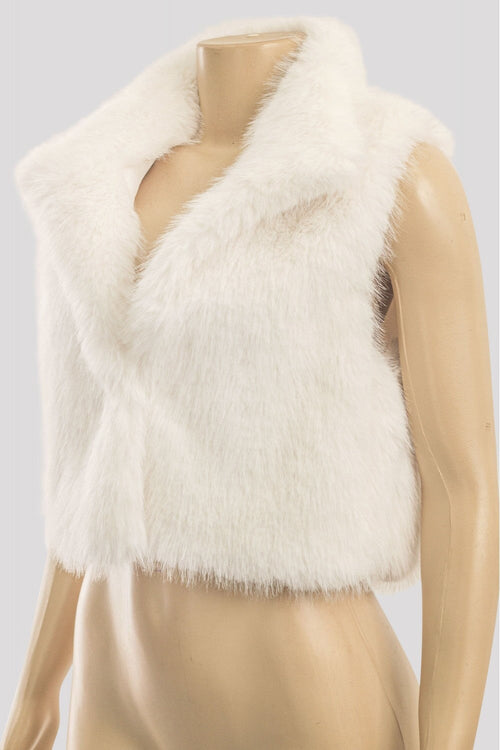 Faux Fur Shearling Cropped Vest Off White - Style Delivers