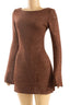 Second Glance Sequin Sweater Mini Dress Brown - Style Delivers