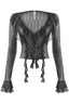 Roxette Lace Ruffle Sheer Top Black - Style Delivers