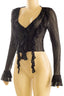 Roxette Lace Ruffle Sheer Top Black - Style Delivers