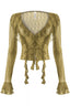 Roxette Lace Ruffle Sheer Top Olive - Style Delivers