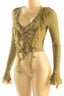 Roxette Lace Ruffle Sheer Top Olive - Style Delivers