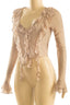 Roxette Lace Ruffle Sheer Top Taupe - Style Delivers