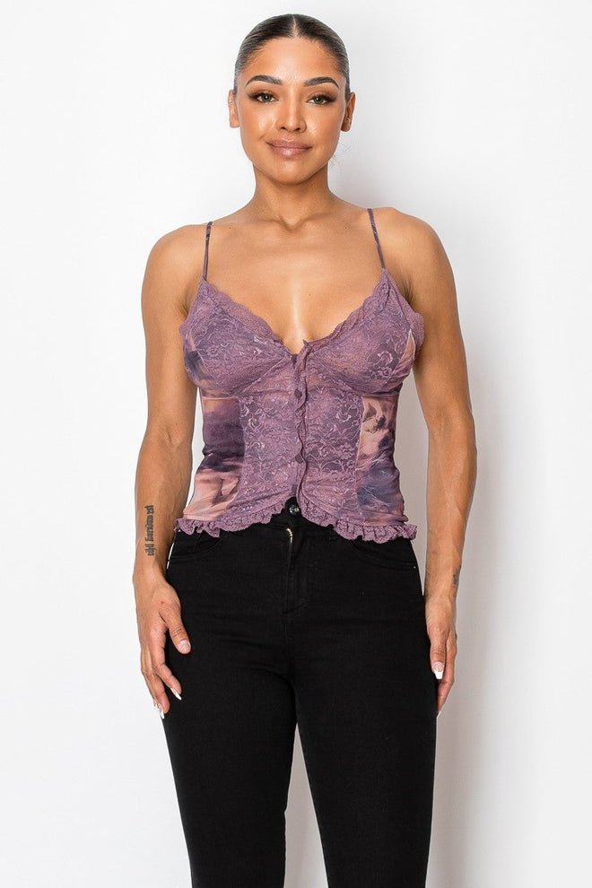 This Feeling Mesh Top Reddish Brown - Style Delivers