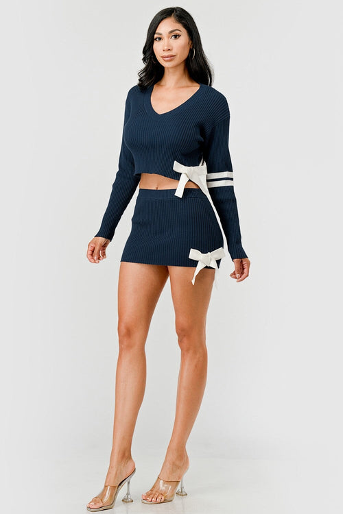 Sorority Two Piece Knit Set Navy - Style Delivers