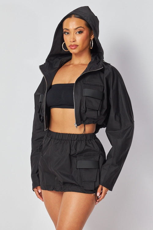 You Got It Girl Two Piece WIndbreaker Set Black - Style Delivers