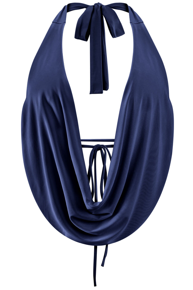 Drea Halter Cowl Neck Top Navy - Style Delivers