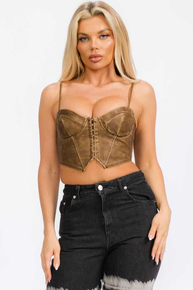 What I Like P/U Crop Top Brown - Style Delivers