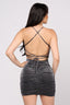 All that Glitters Ruched Mini Dress Gunmetal - Style Delivers