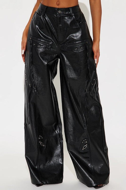 Best Behavior Wide Leg P/U Pants Black - Style Delivers